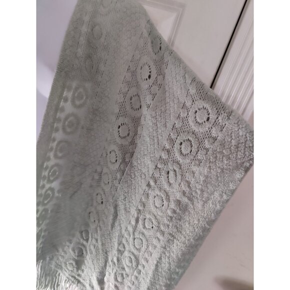 Pretty Persuasions Shawl Wrap Cozy Open Knit Aqua Blue W Fringe One Size NWT - Picture 7 of 8